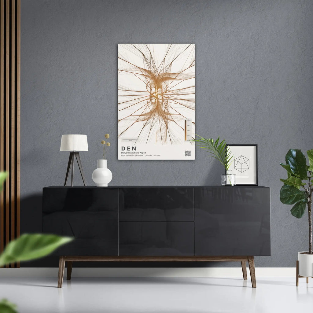 DEN flight path print — Solana theme · Light in foyer setting [hotspot:50]