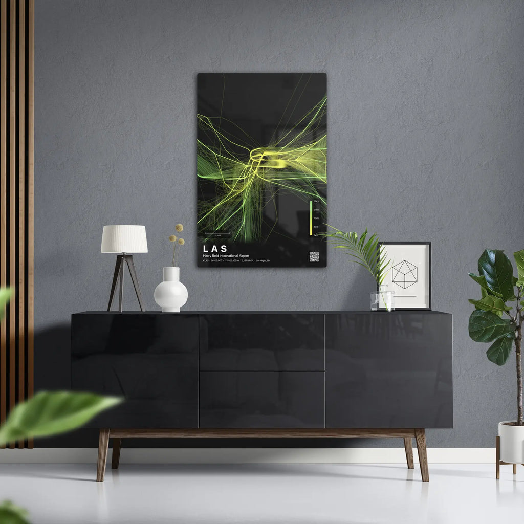 LAS flight path print — Citrus theme · Dark in foyer setting [hotspot:50]