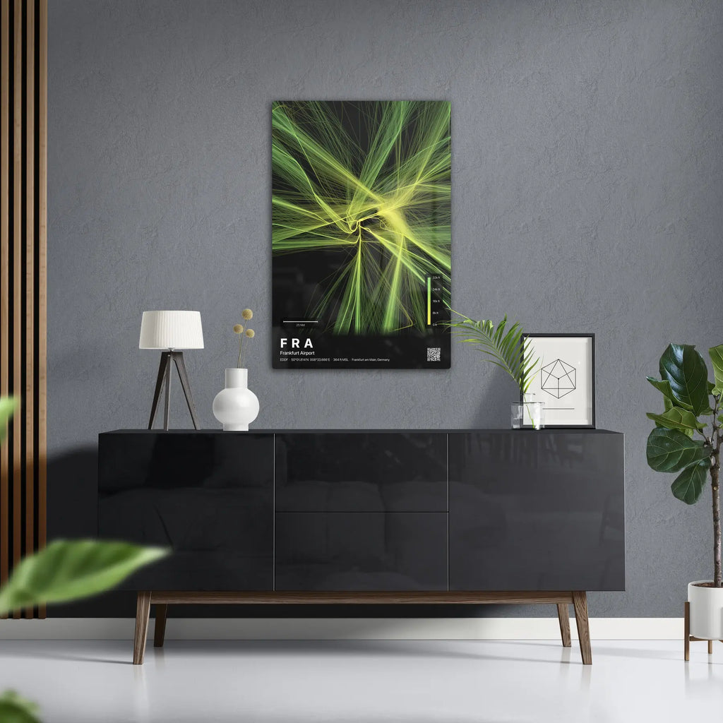 FRA flight path print — Citrus theme · Dark in foyer setting [hotspot:50]