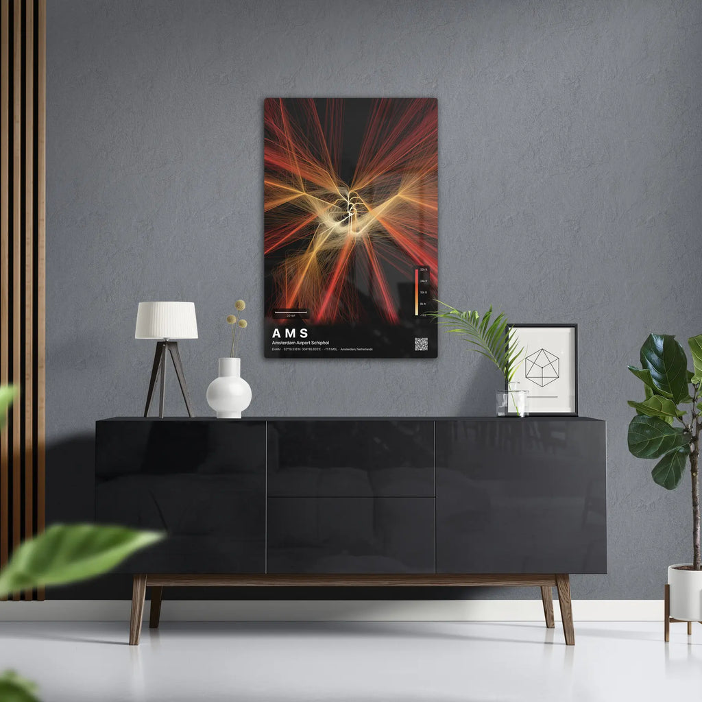AMS flight path print — Inferno theme · Dark in foyer setting [hotspot:50]