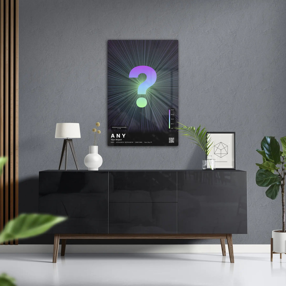 Custom airport print — Prism theme · Dark in foyer setting [hotspot:50]