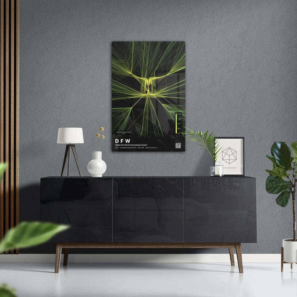 DFW flight path print — Citrus theme · Dark in foyer setting [hotspot:50]
