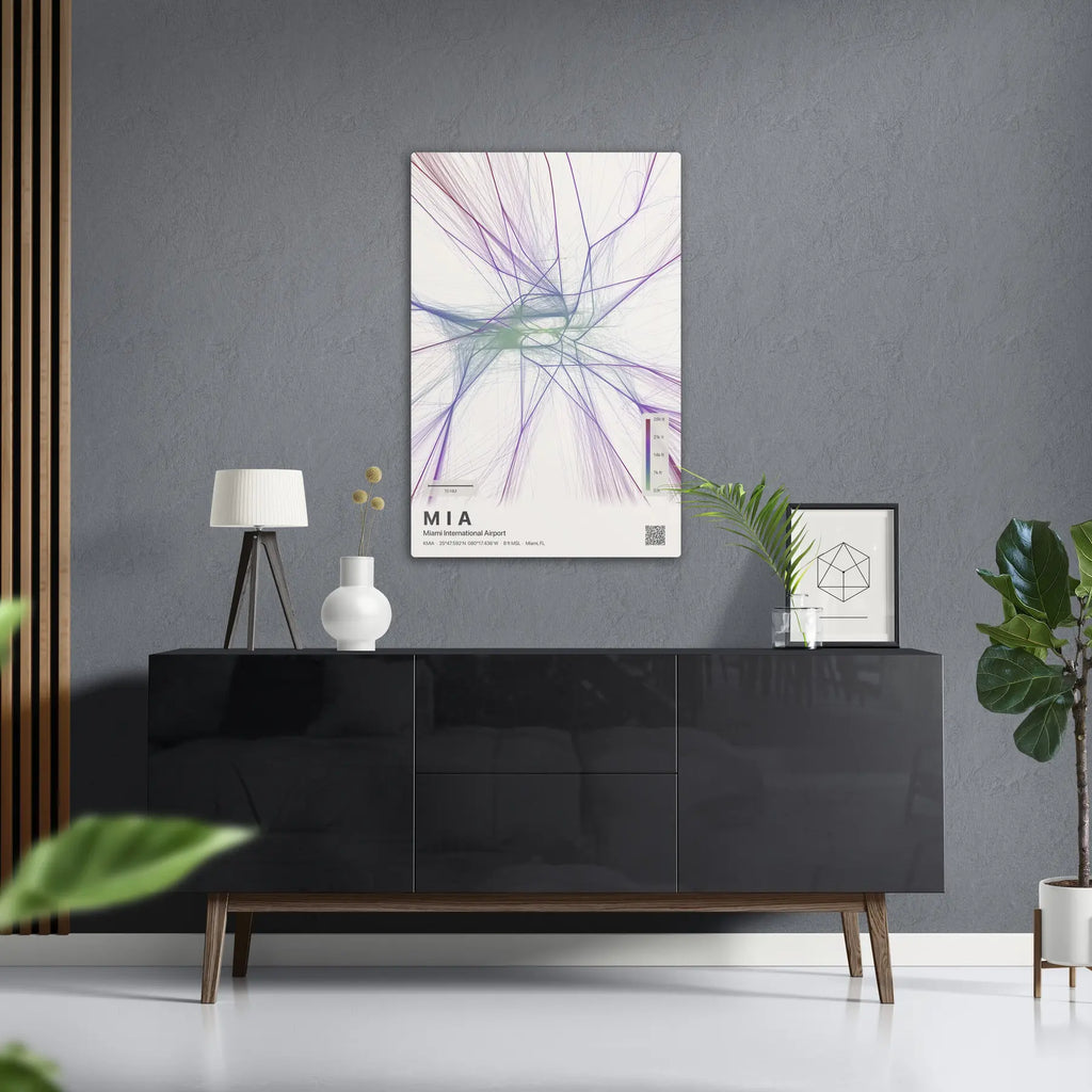MIA flight path print — Prism theme · Light in foyer setting [hotspot:50]