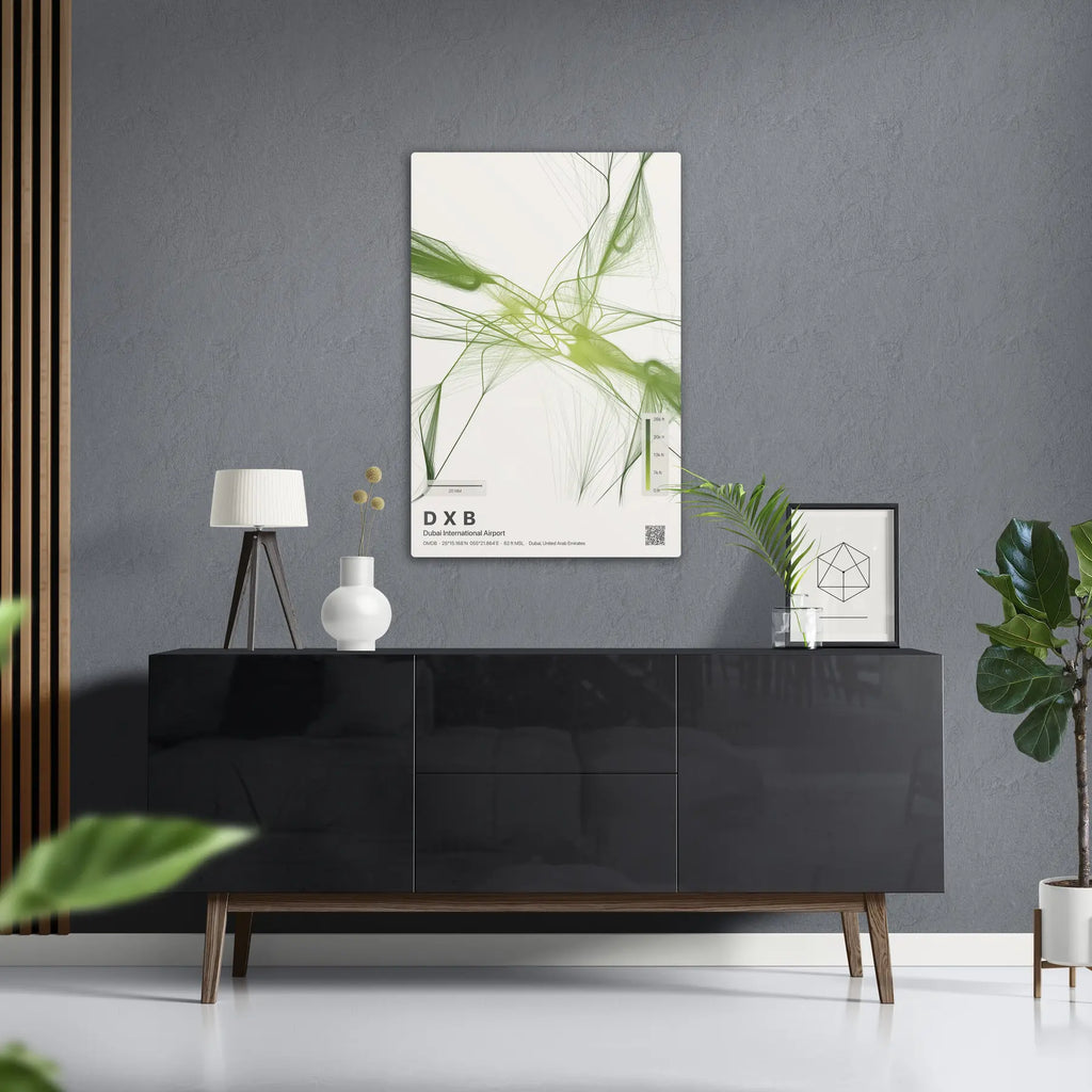 DXB flight path print — Citrus theme · Light in foyer setting [hotspot:50]