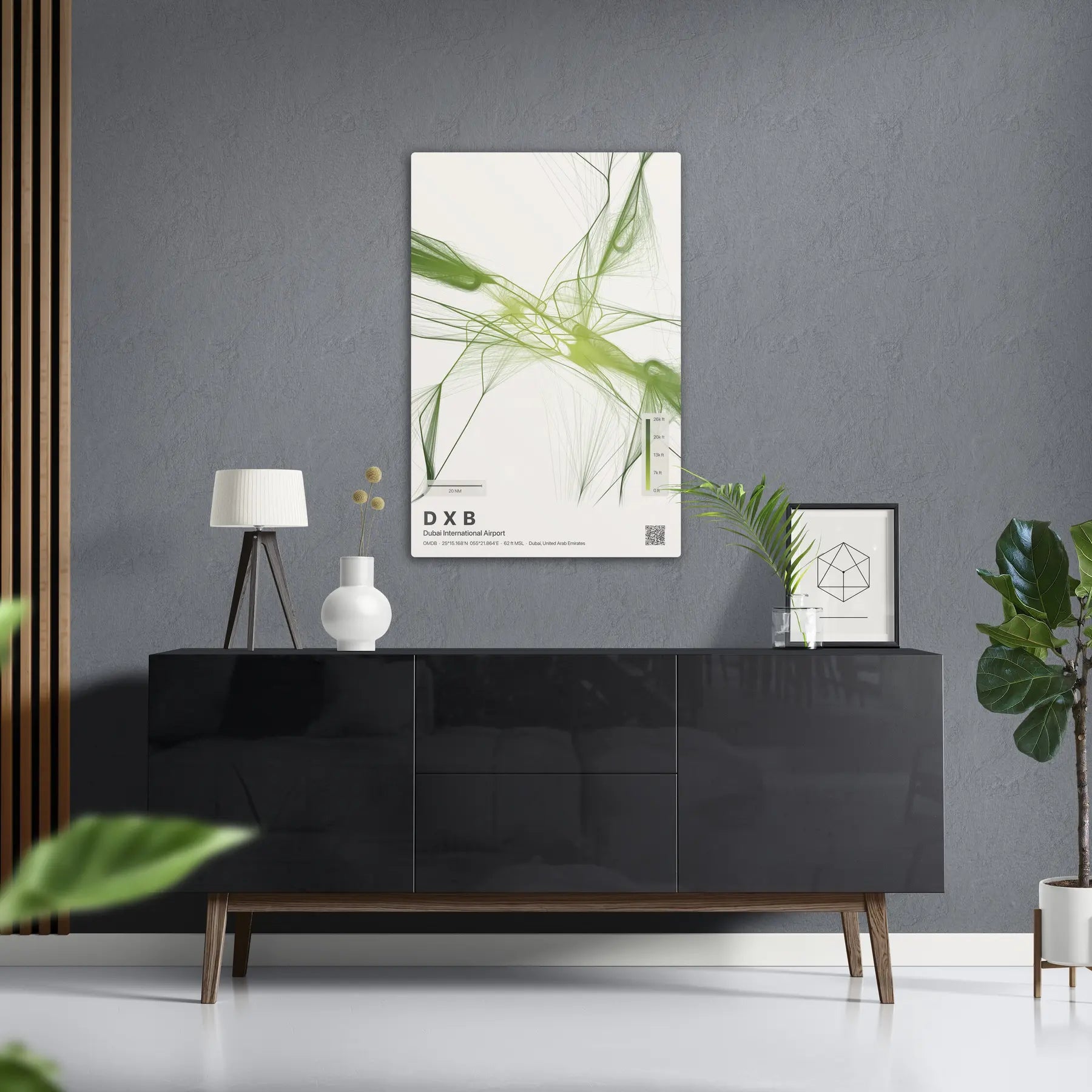 DXB flight path print — Citrus theme · Light in foyer setting [hotspot:50]