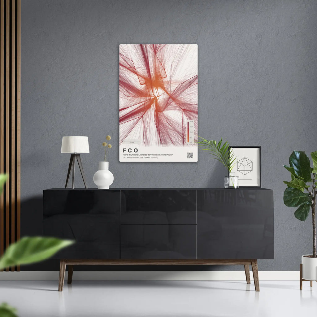 FCO flight path print — Inferno theme · Light in foyer setting [hotspot:50]