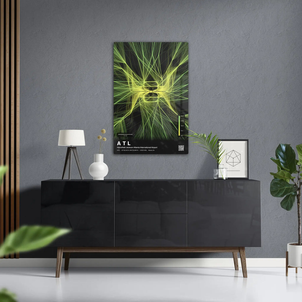 ATL flight path print — Citrus theme · Dark in foyer setting [hotspot:50]