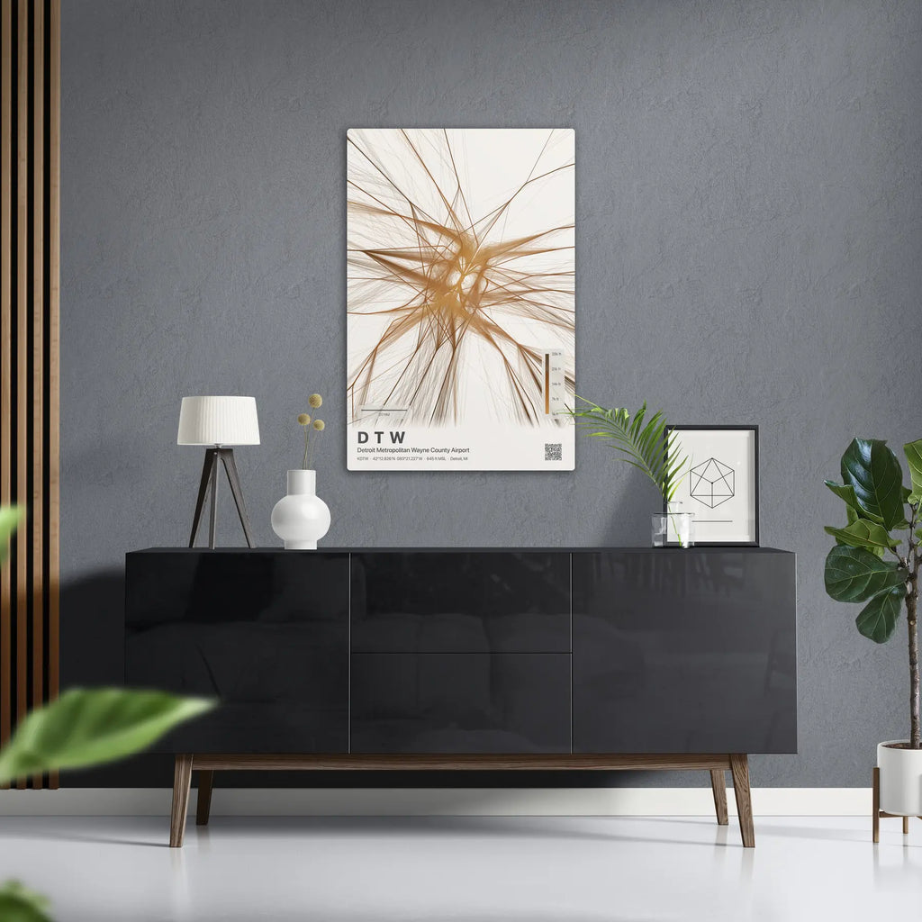 DTW flight path print — Solana theme · Light in foyer setting [hotspot:50]