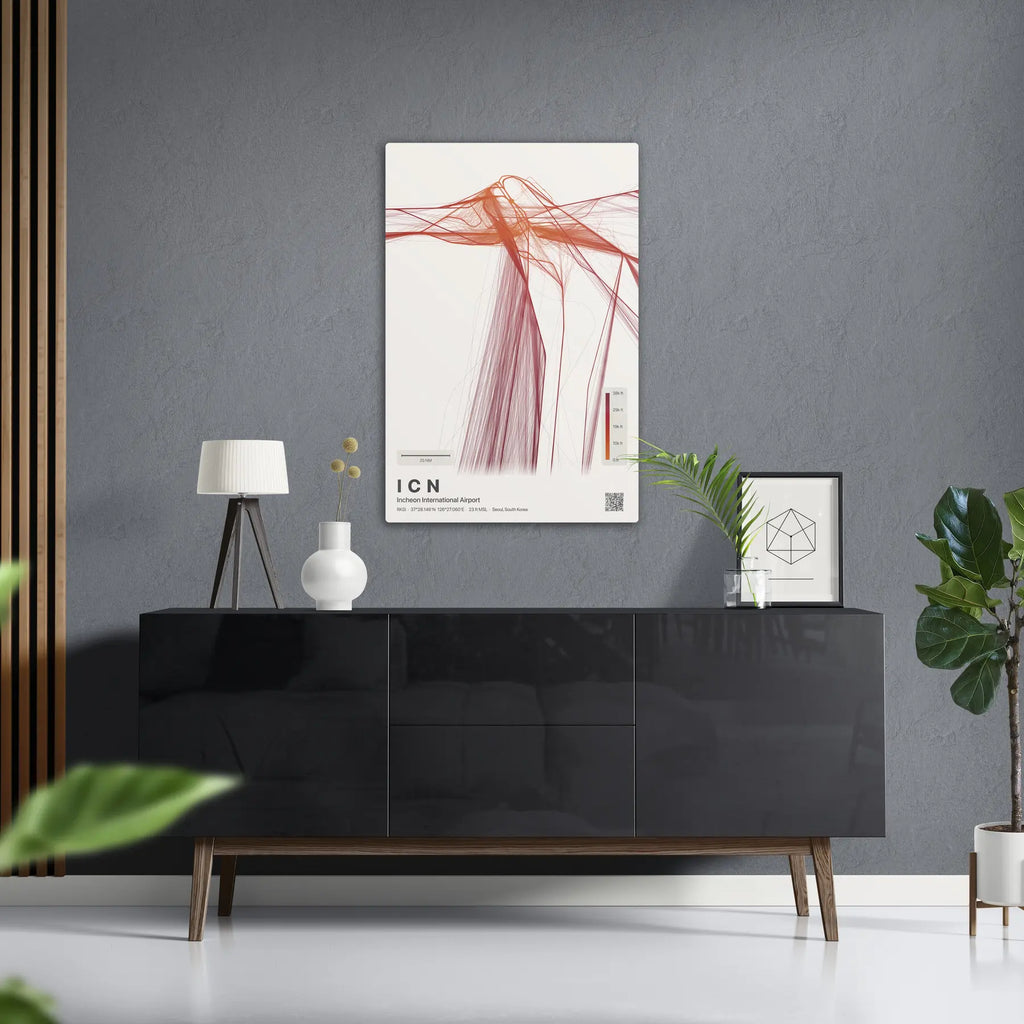 ICN flight path print — Inferno theme · Light in foyer setting [hotspot:50]
