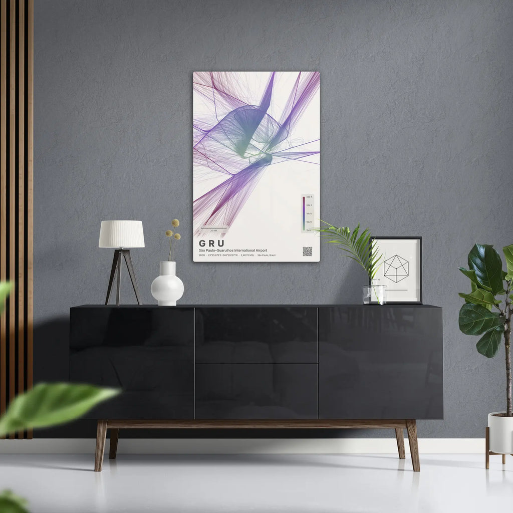 GRU flight path print — Prism theme · Light in foyer setting [hotspot:50]