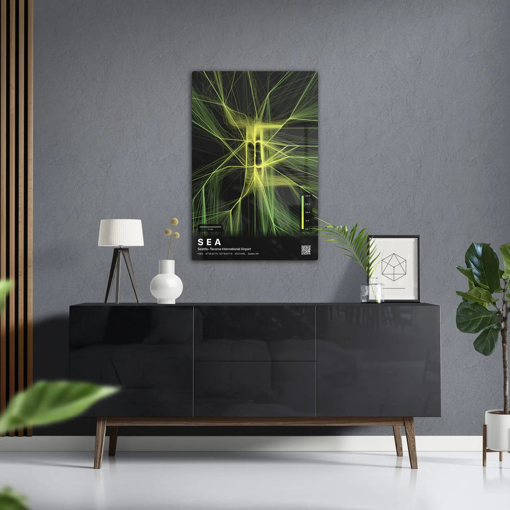 SEA flight path print — Citrus theme · Dark in foyer setting [hotspot:50]
