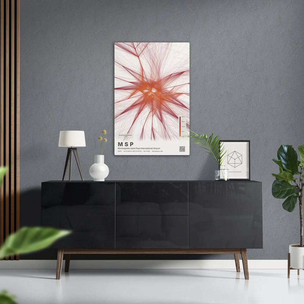 MSP flight path print — Inferno theme · Light in foyer setting [hotspot:50]