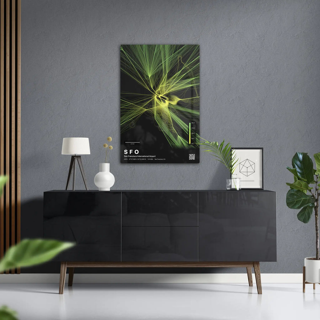 SFO flight path print — Citrus theme · Dark in foyer setting [hotspot:50]