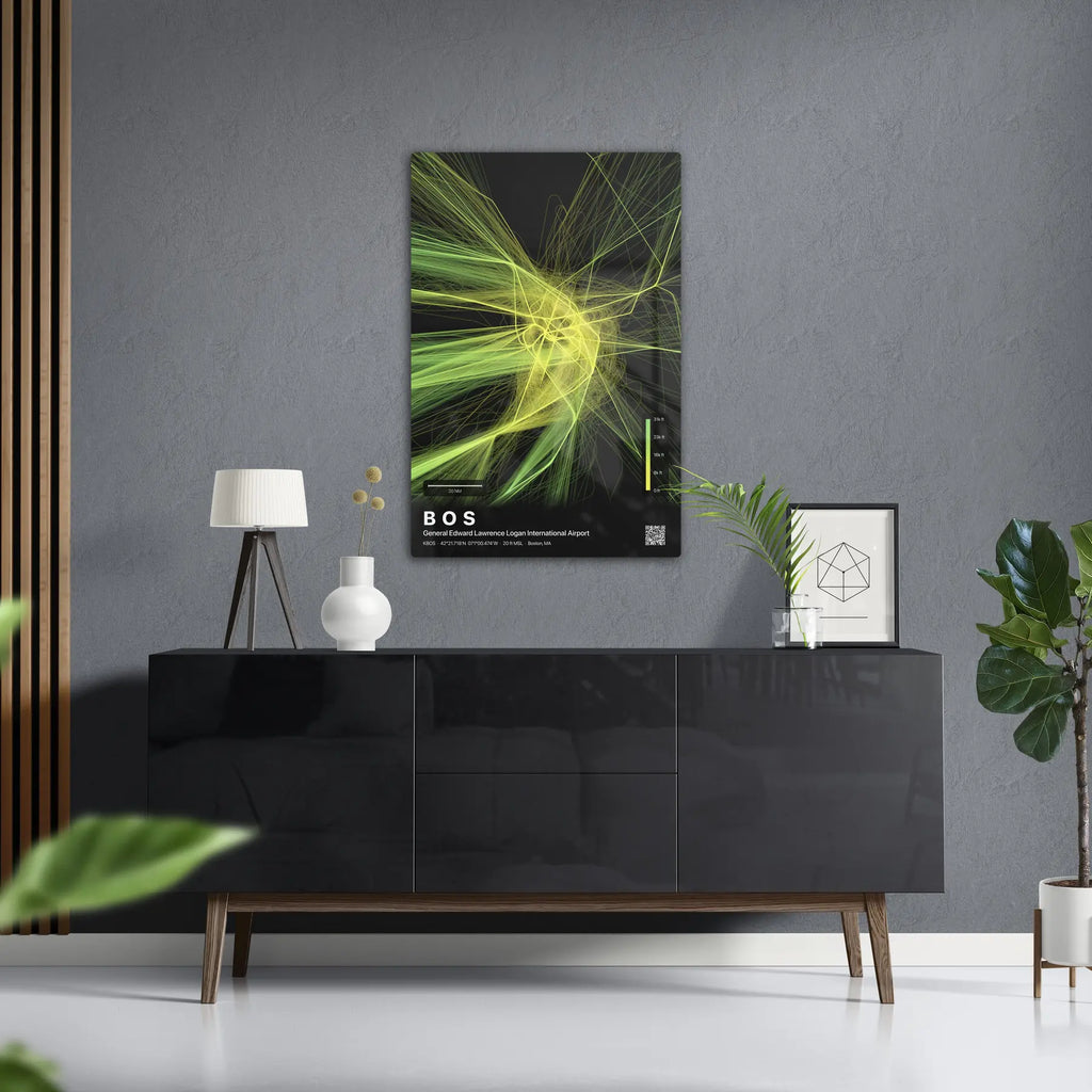 BOS flight path print — Citrus theme · Dark in foyer setting [hotspot:50]