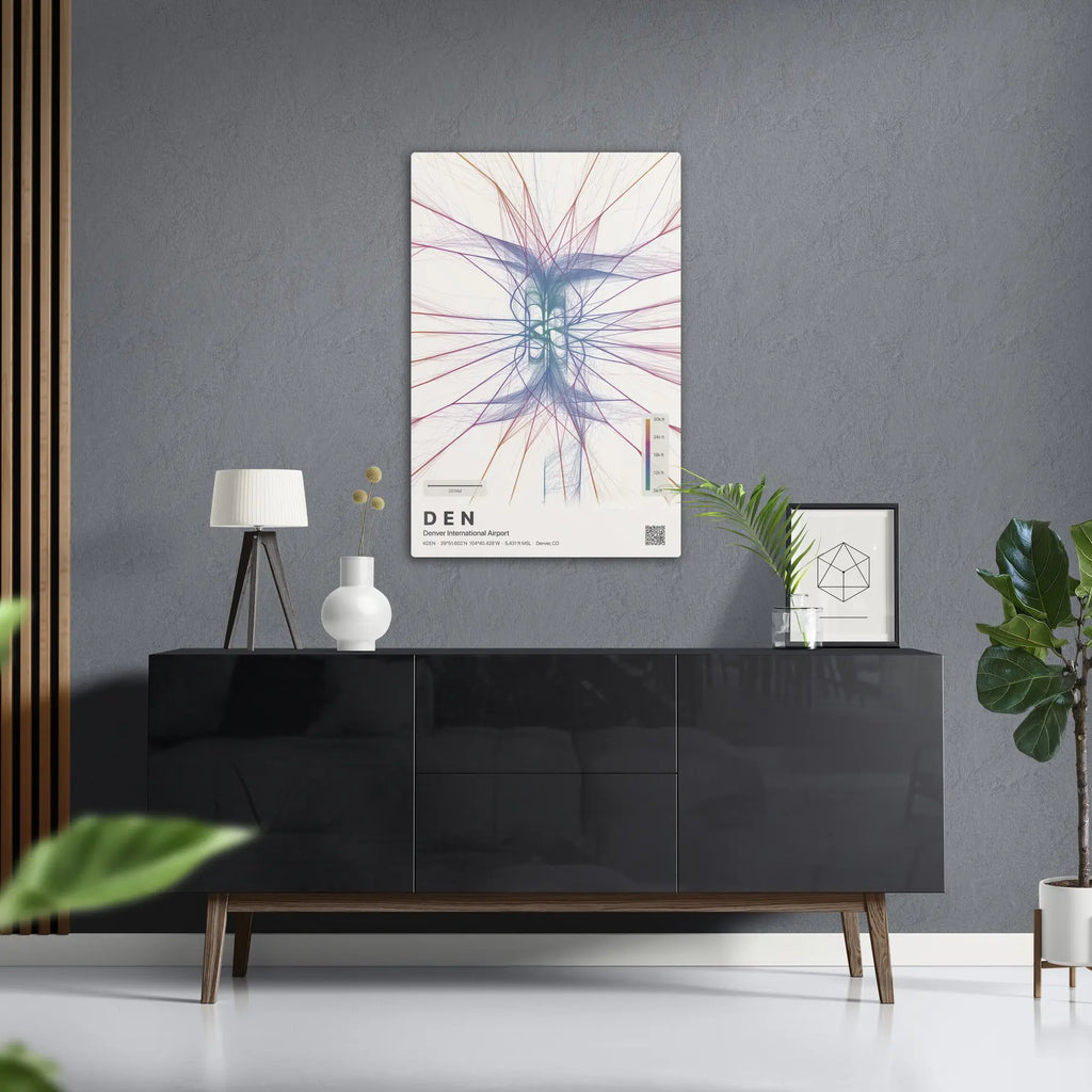 DEN flight path print — Aurora theme · Light in foyer setting [hotspot:50]