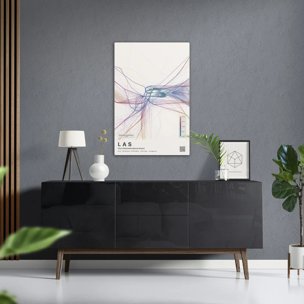 LAS flight path print — Aurora theme · Light in foyer setting [hotspot:50]