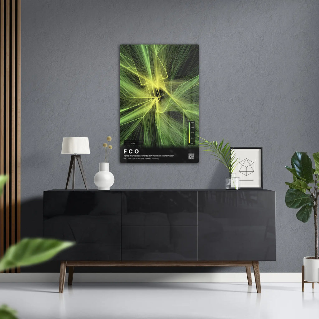 FCO flight path print — Citrus theme · Dark in foyer setting [hotspot:50]