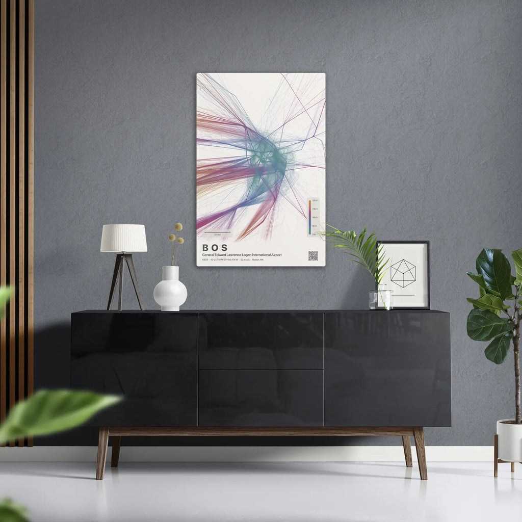 BOS flight path print — Aurora theme · Light in foyer setting [hotspot:50]