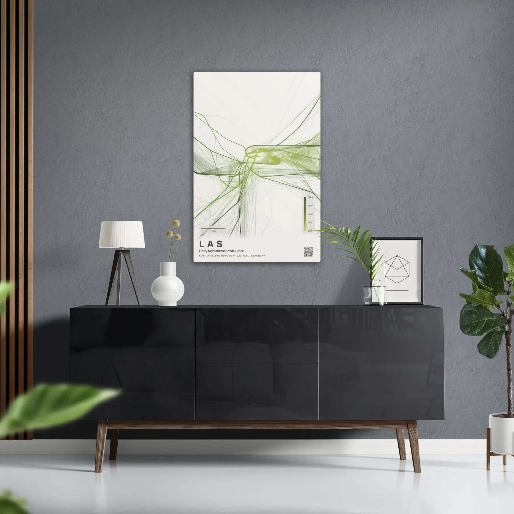LAS flight path print — Citrus theme · Light in foyer setting [hotspot:50]