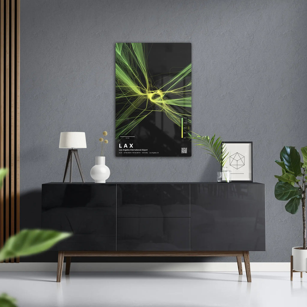 LAX flight path print — Citrus theme · Dark in foyer setting [hotspot:50]