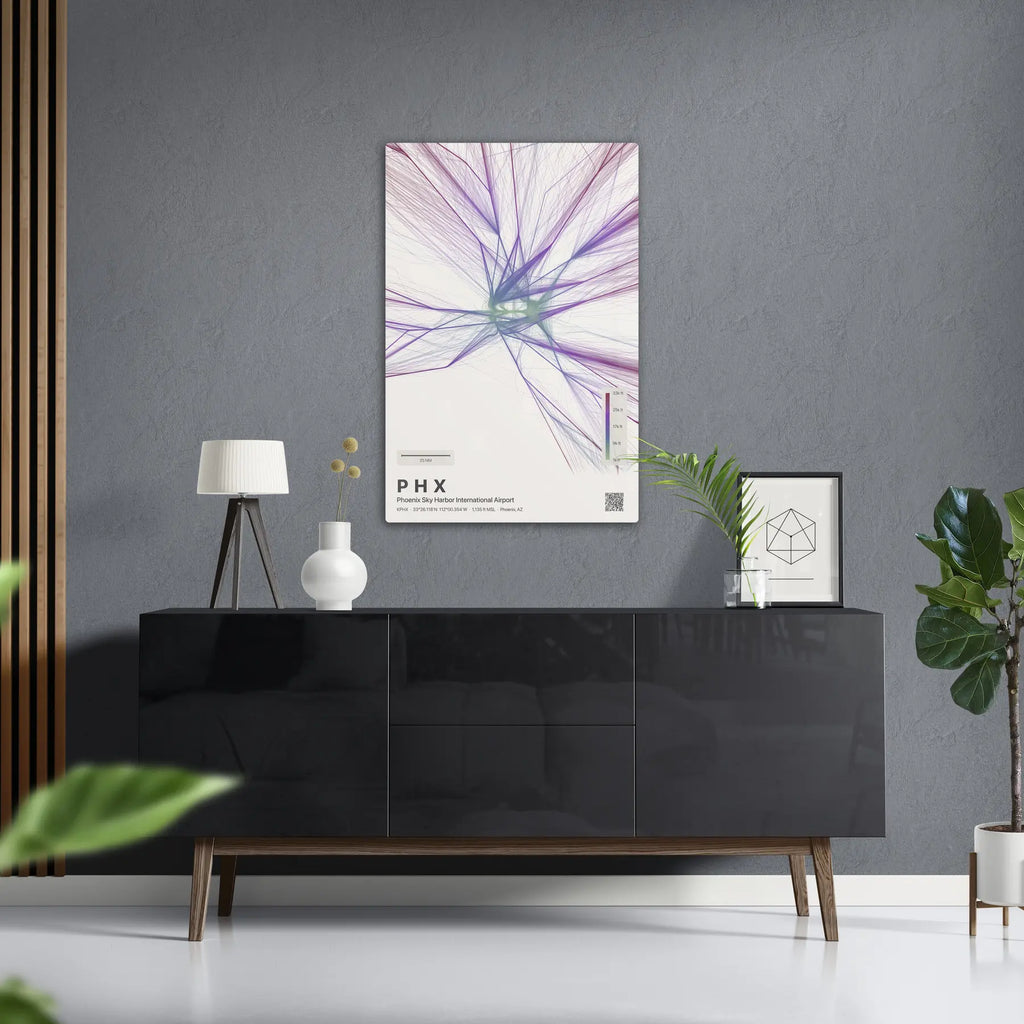 PHX flight path print — Prism theme · Light in foyer setting [hotspot:50]