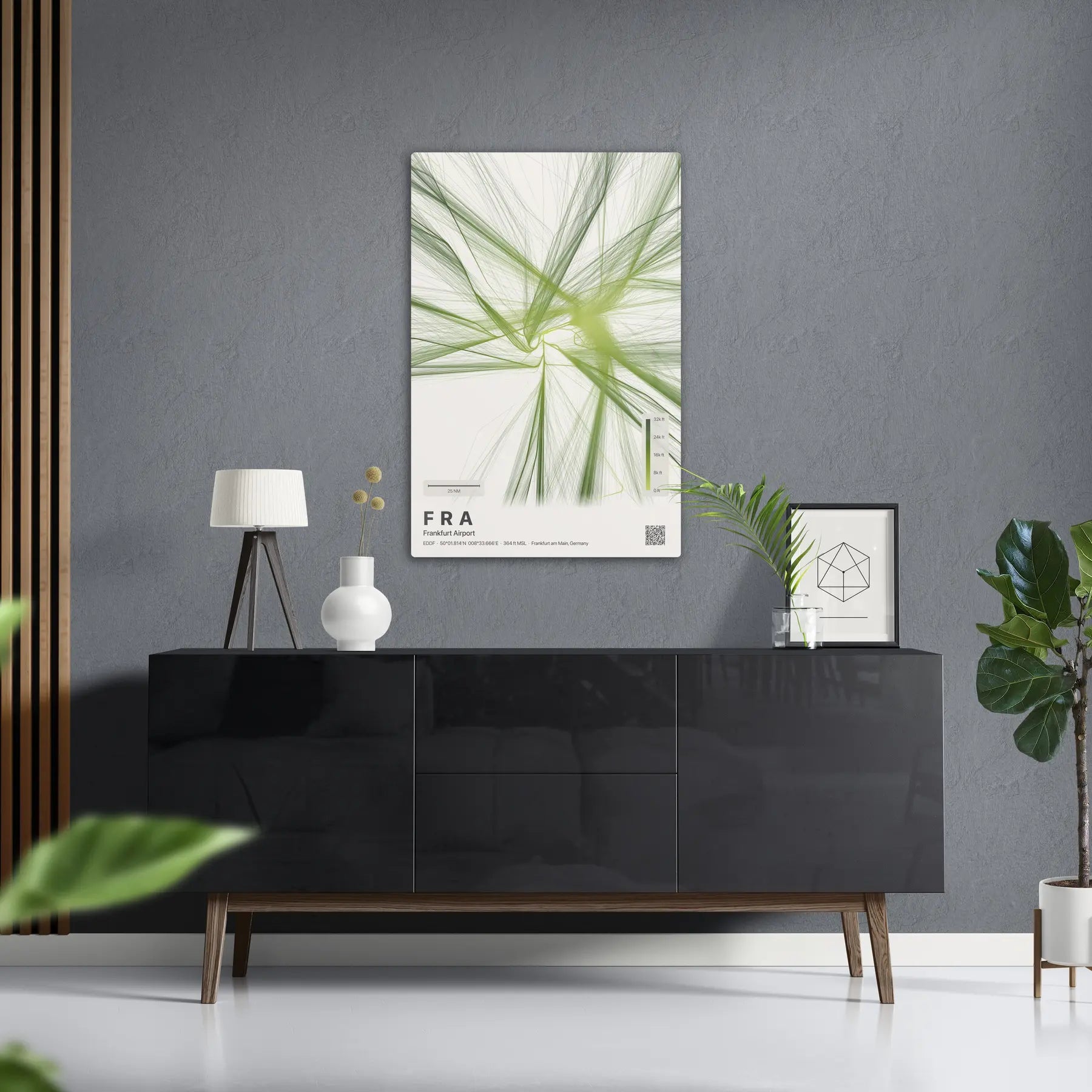 FRA flight path print — Citrus theme · Light in foyer setting [hotspot:50]
