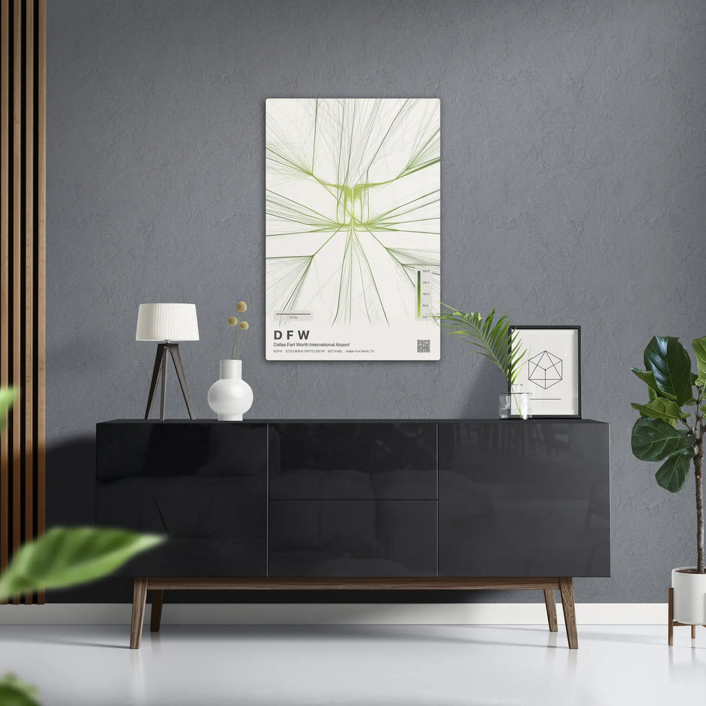 DFW flight path print — Citrus theme · Light in foyer setting [hotspot:50]