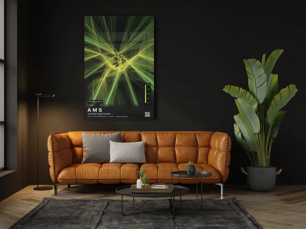 AMS flight path print — Citrus theme · Dark in living-room setting [hotspot:46]