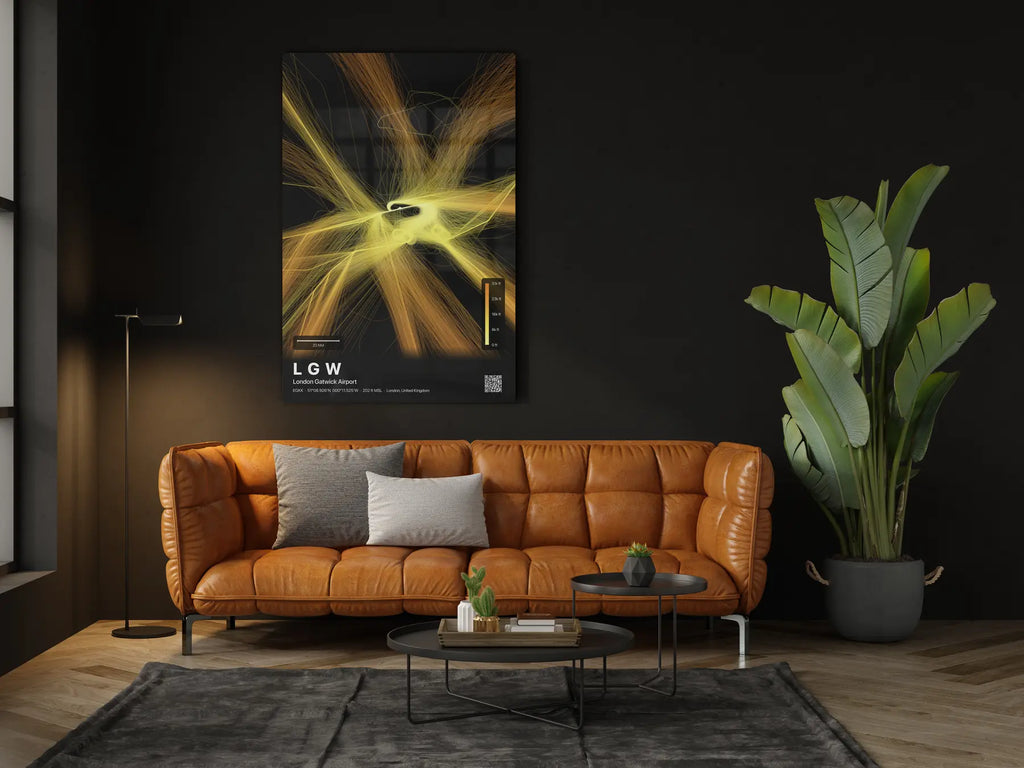 LGW flight path print — Solana theme · Dark in living-room setting [hotspot:46]