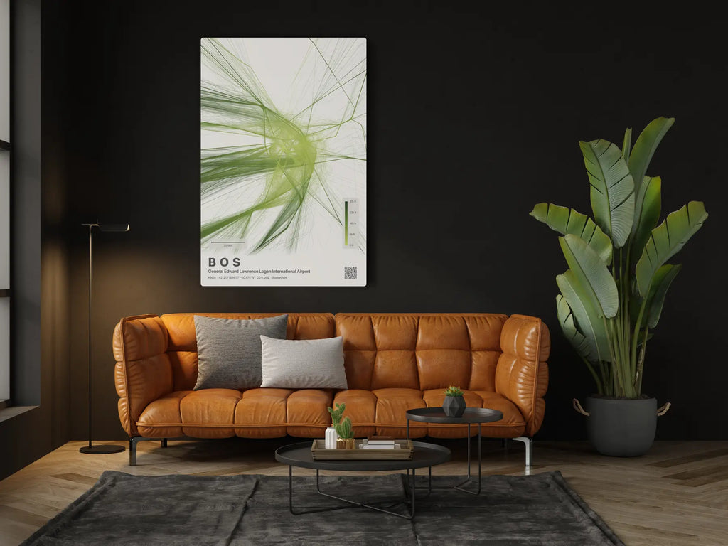 BOS flight path print — Citrus theme · Light in living-room setting [hotspot:46]