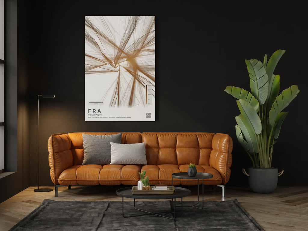FRA flight path print — Solana theme · Light in living-room setting [hotspot:46]