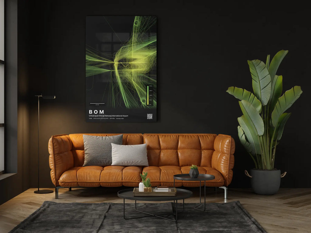 BOM flight path print — Citrus theme · Dark in living-room setting [hotspot:46]
