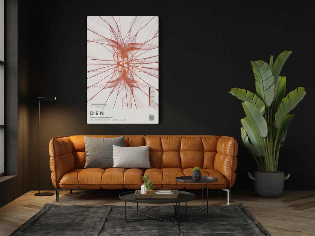 DEN flight path print — Inferno theme · Light in living-room setting [hotspot:46]