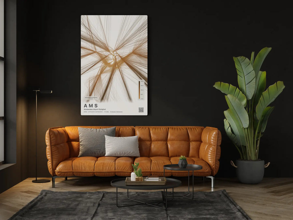 AMS flight path print — Solana theme · Light in living-room setting [hotspot:46]