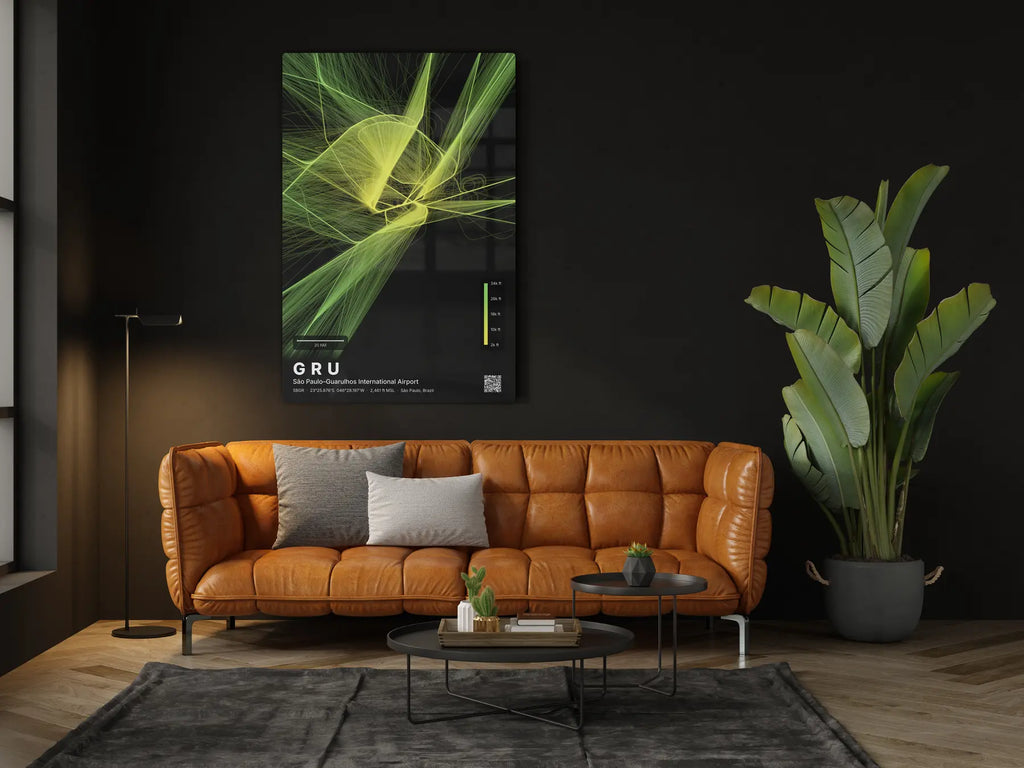 GRU flight path print — Citrus theme · Dark in living-room setting [hotspot:46]