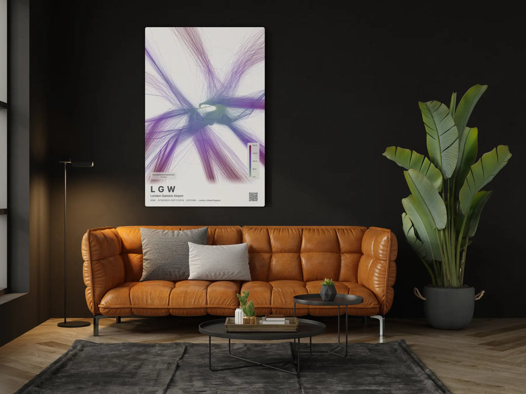 LGW flight path print — Prism theme · Light in living-room setting [hotspot:46]