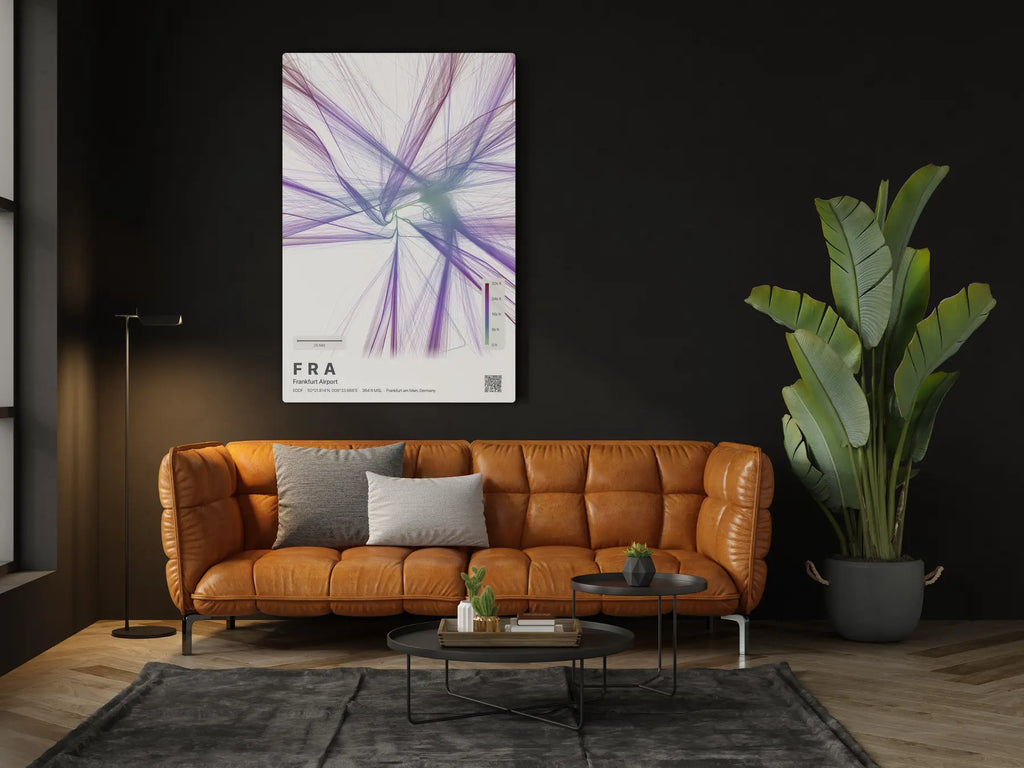 FRA flight path print — Prism theme · Light in living-room setting [hotspot:46]