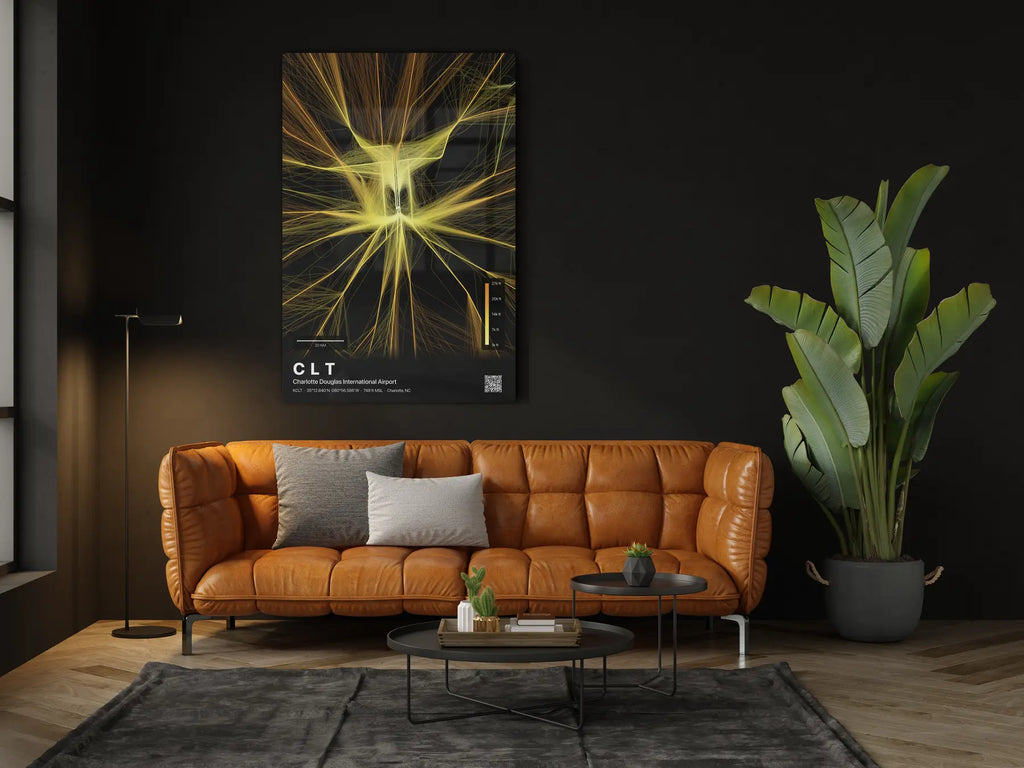 CLT flight path print — Solana theme · Dark in living-room setting [hotspot:46]