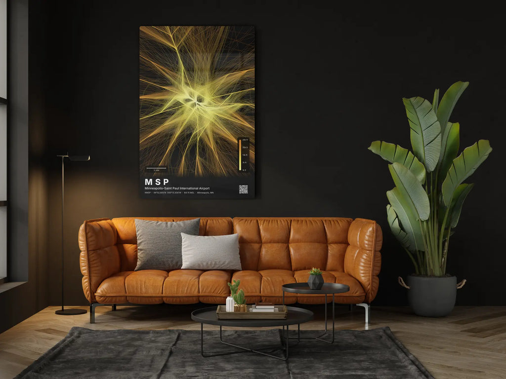 MSP flight path print — Solana theme · Dark in living-room setting [hotspot:46]