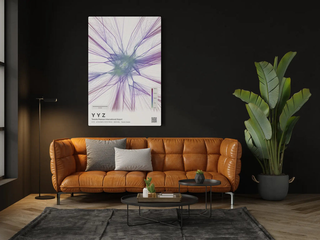 YYZ flight path print — Prism theme · Light in living-room setting [hotspot:46]