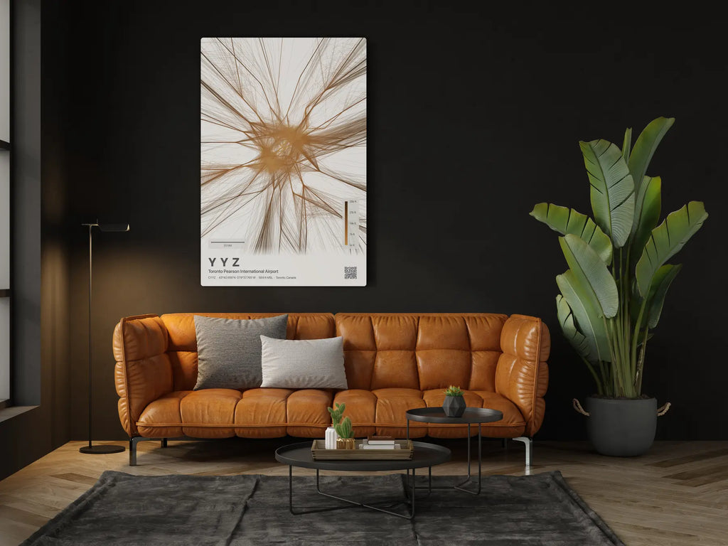 YYZ flight path print — Solana theme · Light in living-room setting [hotspot:46]
