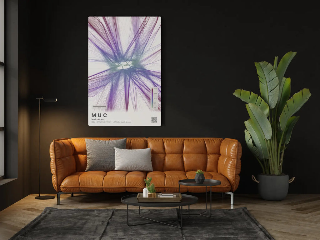 MUC flight path print — Prism theme · Light in living-room setting [hotspot:46]