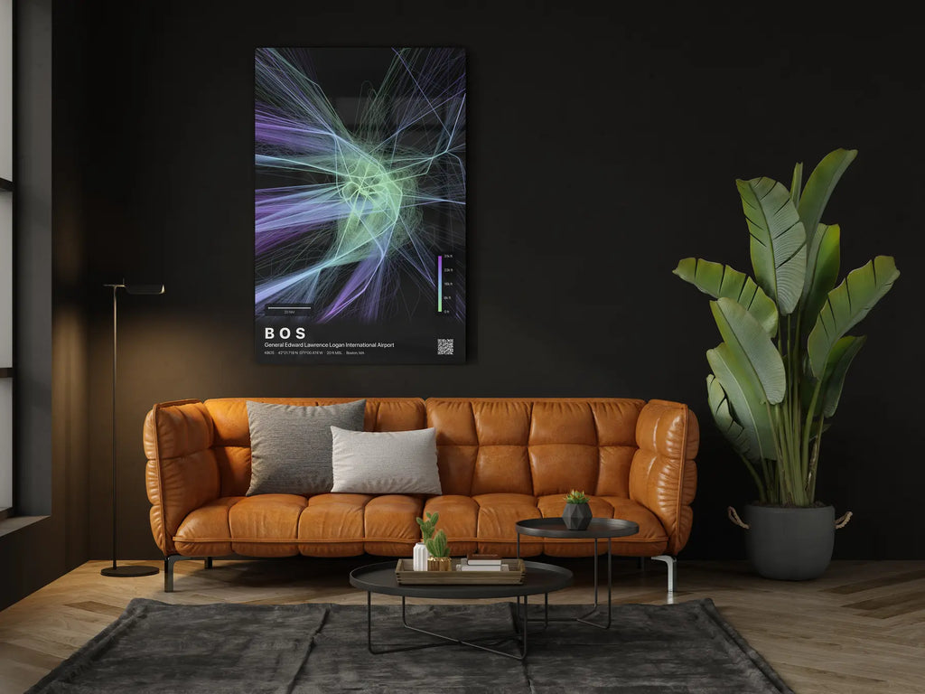 BOS flight path print — Prism theme · Dark in living-room setting [hotspot:46]