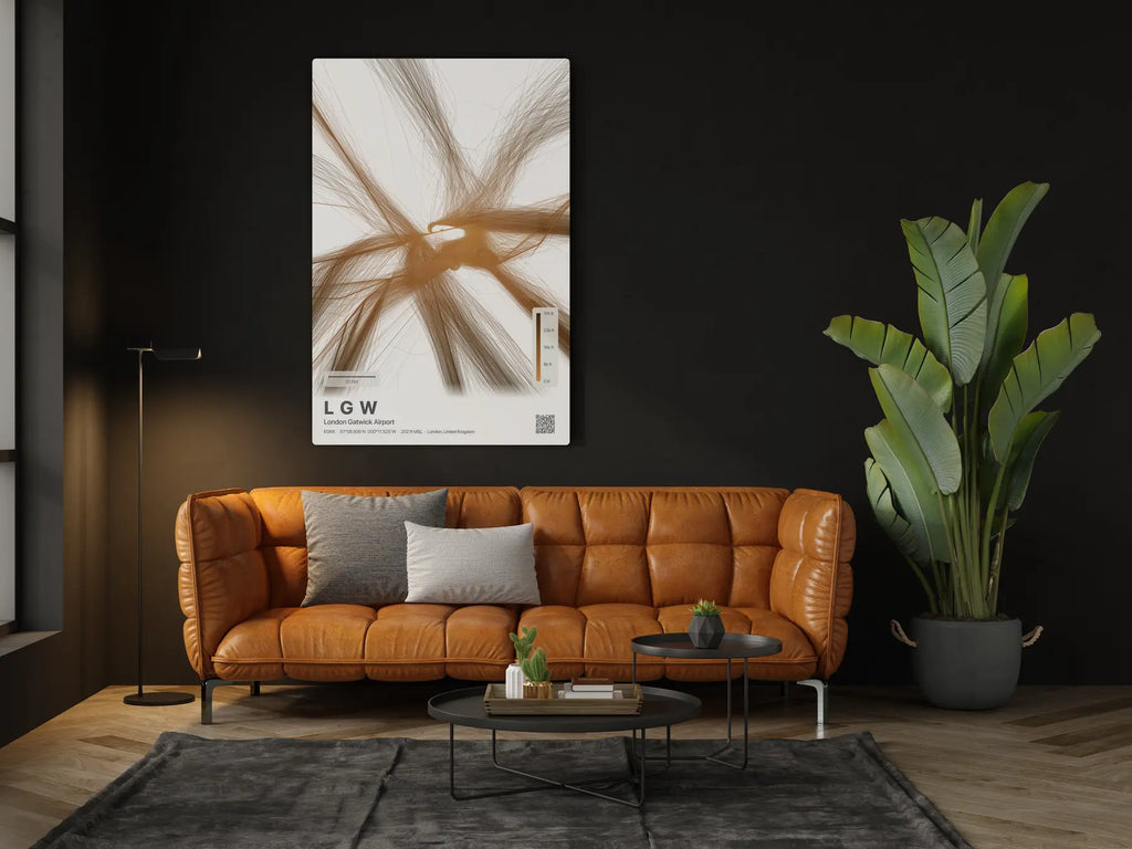 LGW flight path print — Solana theme · Light in living-room setting [hotspot:46]