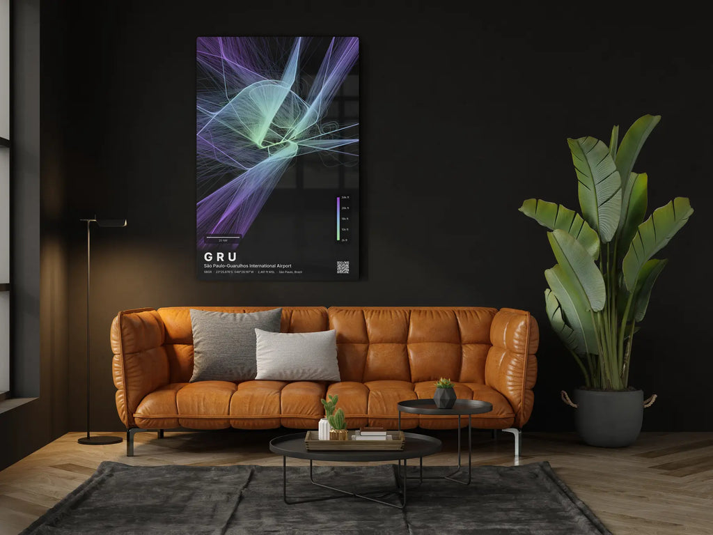 GRU flight path print — Prism theme · Dark in living-room setting [hotspot:46]