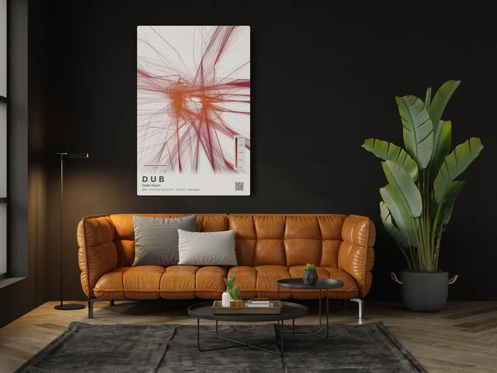 DUB flight path print — Inferno theme · Light in living-room setting [hotspot:46]