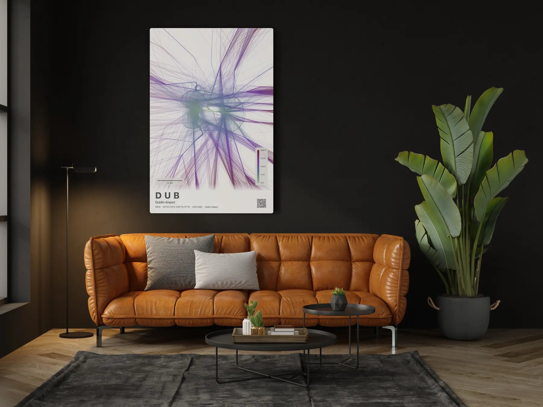 DUB flight path print — Prism theme · Light in living-room setting [hotspot:46]