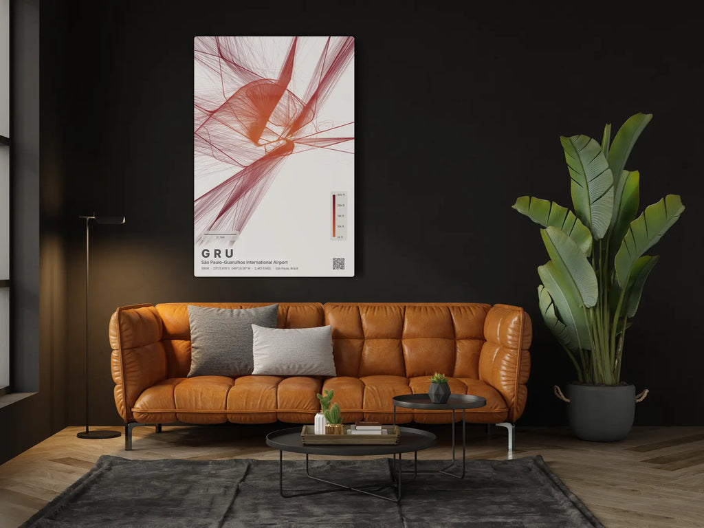 GRU flight path print — Inferno theme · Light in living-room setting [hotspot:46]