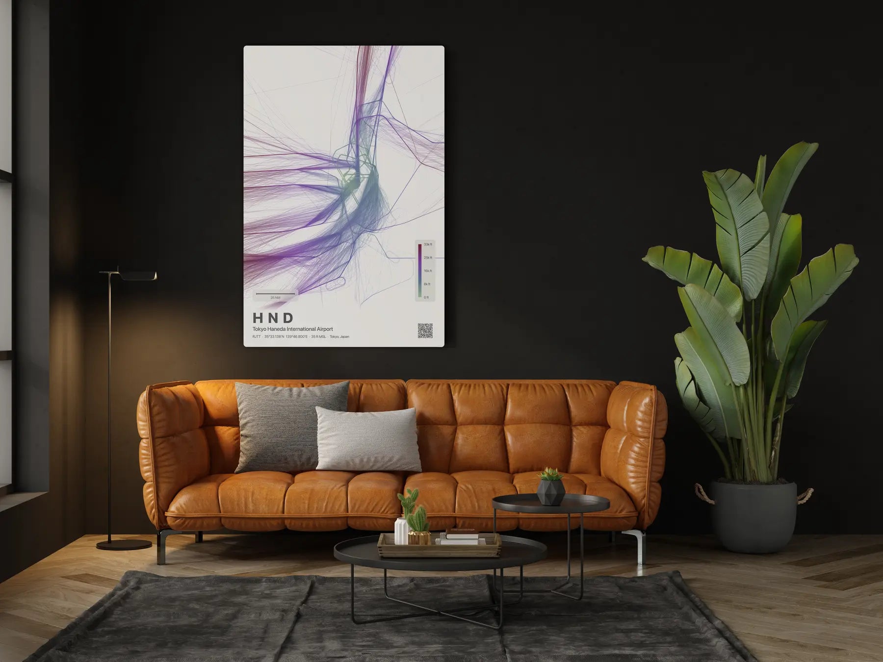HND flight path print — Prism theme · Light in living-room setting [hotspot:46]