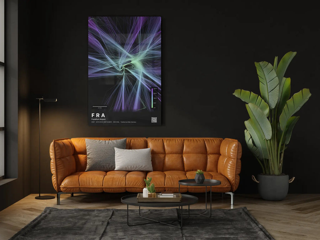 FRA flight path print — Prism theme · Dark in living-room setting [hotspot:46]